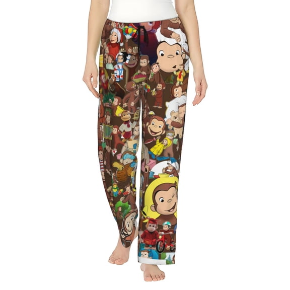 Curious George Women's Pajama Pants Ultra Soft Comfy Sleep Lounge Pants Cartoon Print Lightweight Casual Bottoms Loungewear