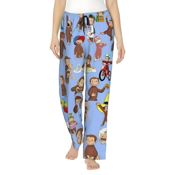 Curious George Women's Pajama Pants Ultra Soft Comfy Sleep Lounge Pants Cartoon Print Lightweight Casual Bottoms Loungewear