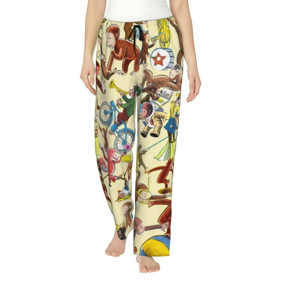 Curious George Women's Pajama Pants Ultra Soft Comfy Sleep Lounge Pants Cartoon Print Lightweight Casual Bottoms Loungewear