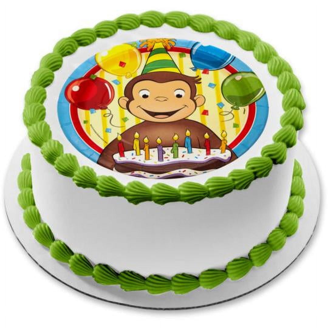 Curious George the Monkey Birthday Edible Image Cake Topper, by TNCT