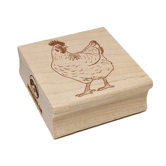 Curious Hen Chicken Square Rubber Stamp Stamping Scrapbooking Crafting - Medium 1.75in