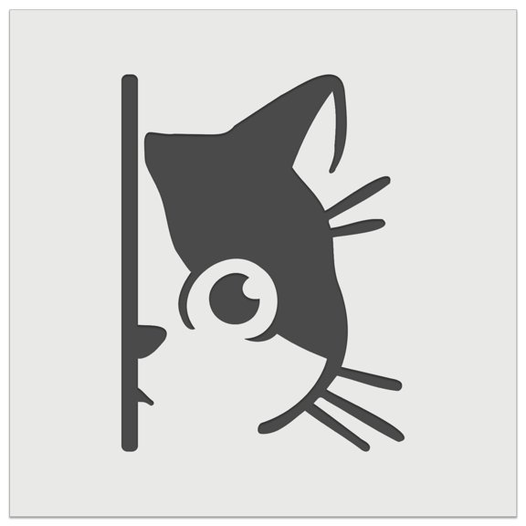 Curious Kitty Cat Hiding Peeking Around Corner DIY Cookie Wall Craft Stencil - 4.5 Inch