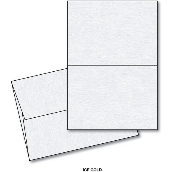 Curious Metallic - Ice Gold- 5" X 7" Heavyweight Blank Greeting Card Sets - 25 Cards & 25 Envelopes