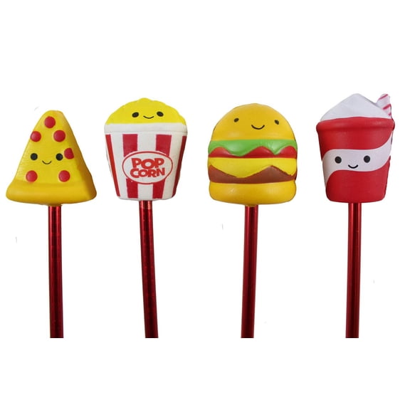 Curious Minds Busy - Cute Junk Food Pens - Fun, Squishy - Set of 4