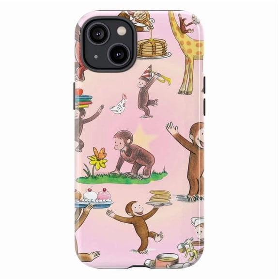Curious Monkey Adventure Phone Case, Fun Playful Cartoon Animal Pattern for iPhone 16 15 14 13 12 11 Pro Max Plus Mini