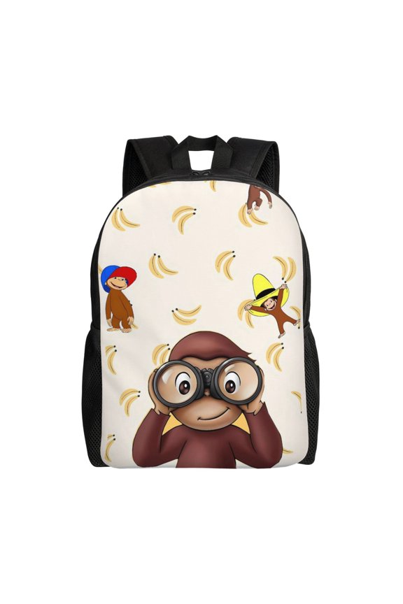 Curious Monkey Art Backpack for Adults, 15 Inch Laptop Bag with Water Resistant Oxford Fabric