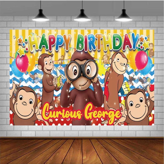 Curious Monkey Banner Poster Wall Decor Birthday Backdrop Background Party Supplies Taspestry