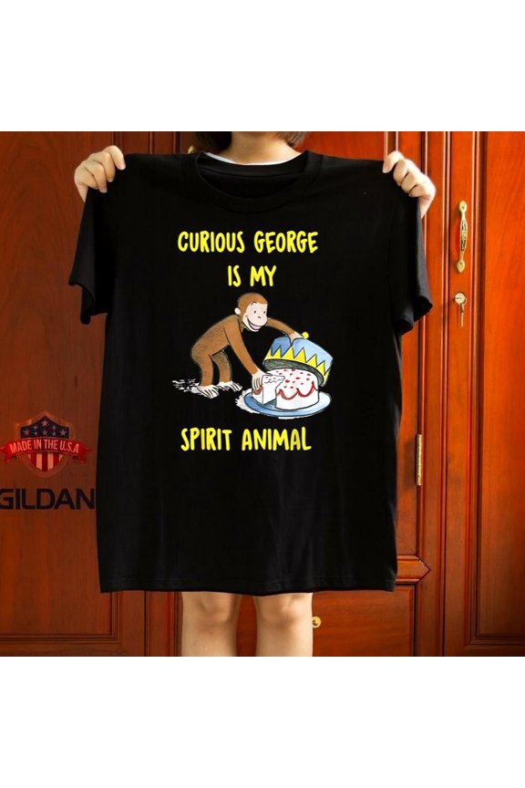 Curious Monkey Cake Lover Funny Animal Spirit Humor Fan Gift Graphic Tee,for unisex up to 5XL