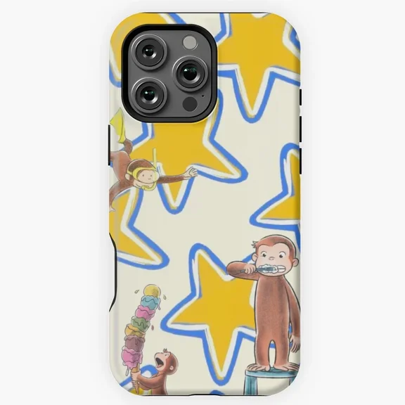 Curious Monkey Cartoon Portrait Art Protective Case for iPhone 11 12 13 14 15 16 17 Pro Max