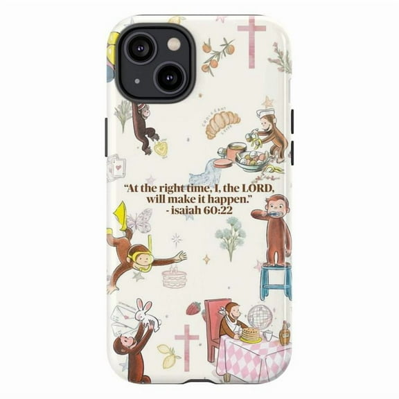 Curious Monkey Christian Bible Verse Phone Case for iPhone 11 12 13 14 15 16 Pro Max, Isaiah 60:22 Inspirational Quote, Cute Faith Design Protective Cover