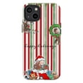 thumbnail image 1 of Curious Monkey Christmas Stripes Phone Case, Happy Holidays Red & Green Cover for iPhone 17 16 15 14 13 12 11 Pro Plus Mini, 1 of 6