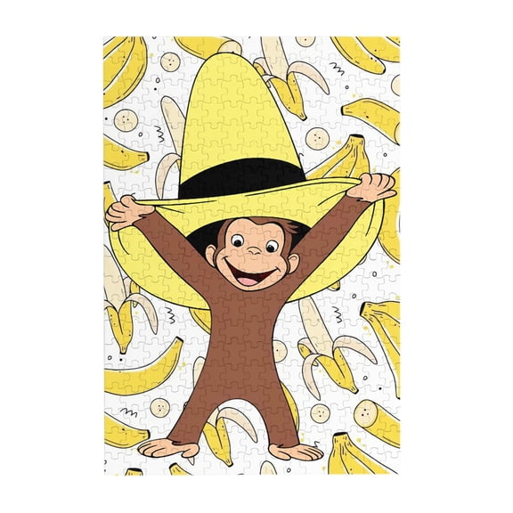 Curious Monkey Ge-orge 300 Piece Puzzles , Wooden Jigsaw Puzzle, Home Decor Birthday Party Gift , Fun And Challenging Family Games