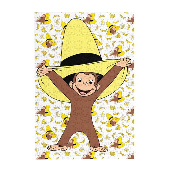 Curious Monkey Ge-orge 300 Piece Puzzles , Wooden Jigsaw Puzzle, Home Decor Birthday Party Gift , Fun And Challenging Family Games