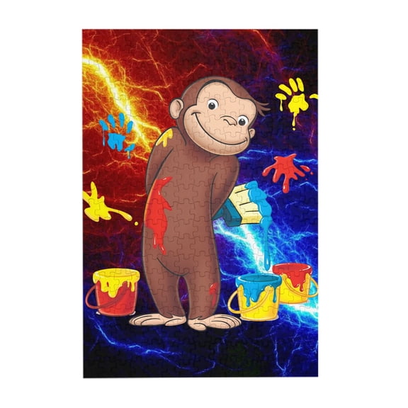 Curious Monkey Ge-orge 300 Piece Puzzles , Wooden Jigsaw Puzzle, Home Decor Birthday Party Gift , Fun And Challenging Family Games
