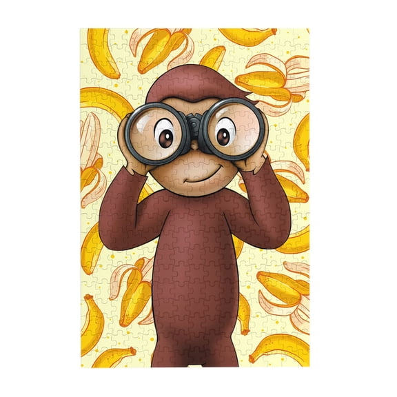 Curious Monkey Ge-orge 300 Piece Puzzles , Wooden Jigsaw Puzzle, Home Decor Birthday Party Gift , Fun And Challenging Family Games