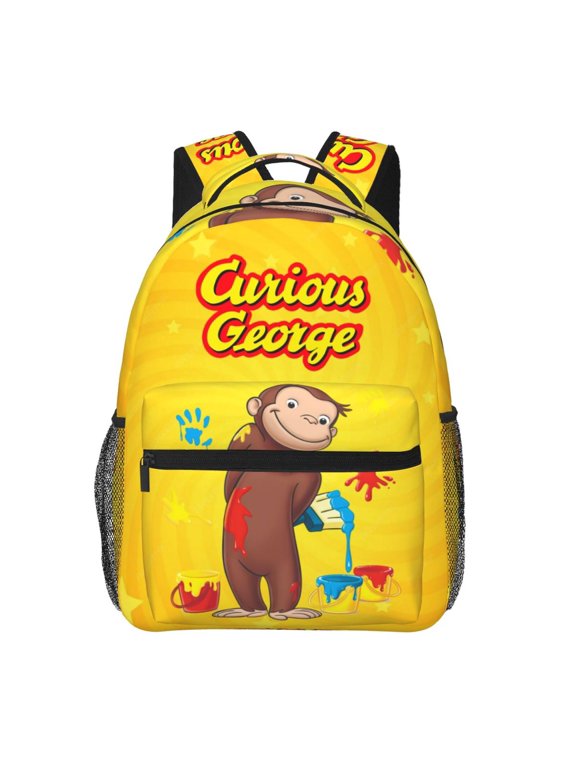 Curious Monkey Ge-orge Backpack Lightweight Bookbag Casual Daypack For Women Men Travel Laptop Bag Multifunctional Bag