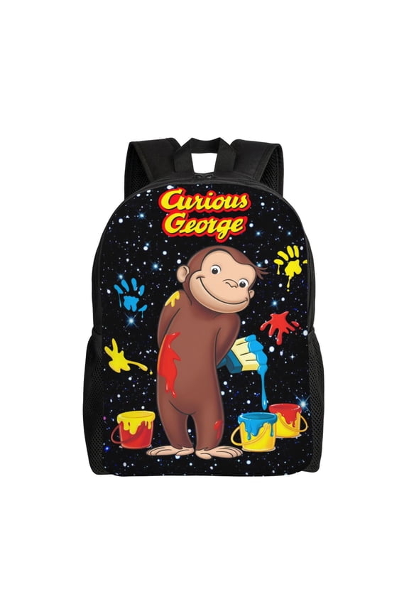 Curious Monkey George Backpack,3d Print Laptop Backpack Lightweight Casual Daypack Bookbag Multi-Function Travel Backpack