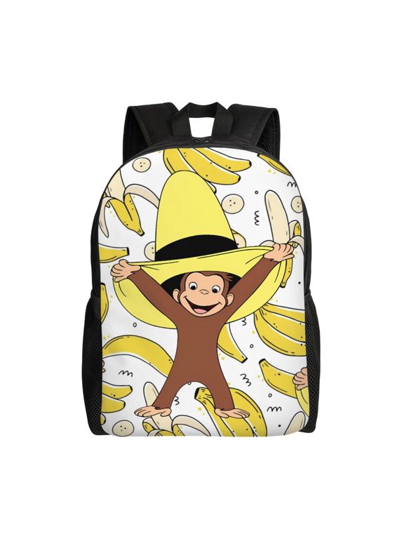 Curious Monkey George Backpack,3d Print Laptop Backpack Lightweight Casual Daypack Bookbag Multi-Function Travel Backpack