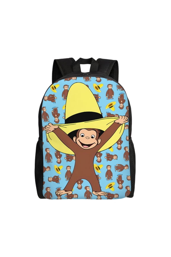 Curious Monkey George Backpack,3d Print Laptop Backpack Lightweight Casual Daypack Bookbag Multi-Function Travel Backpack