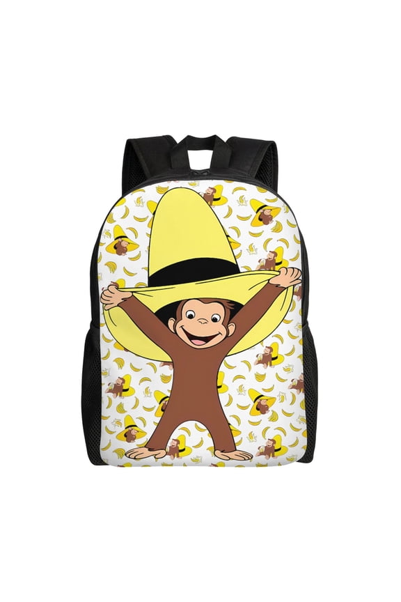 Curious Monkey George Backpack,3d Print Laptop Backpack Lightweight Casual Daypack Bookbag Multi-Function Travel Backpack