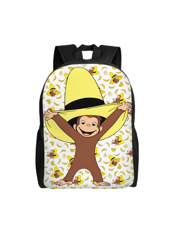 Curious Monkey George Backpack,3d Print Laptop Backpack Lightweight Casual Daypack Bookbag Multi-Function Travel Backpack
