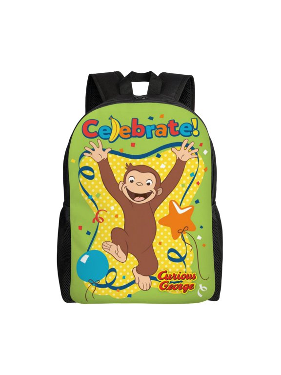 Curious Monkey George Backpack,3d Print Laptop Backpack Lightweight Casual Daypack Bookbag Multi-Function Travel Backpack