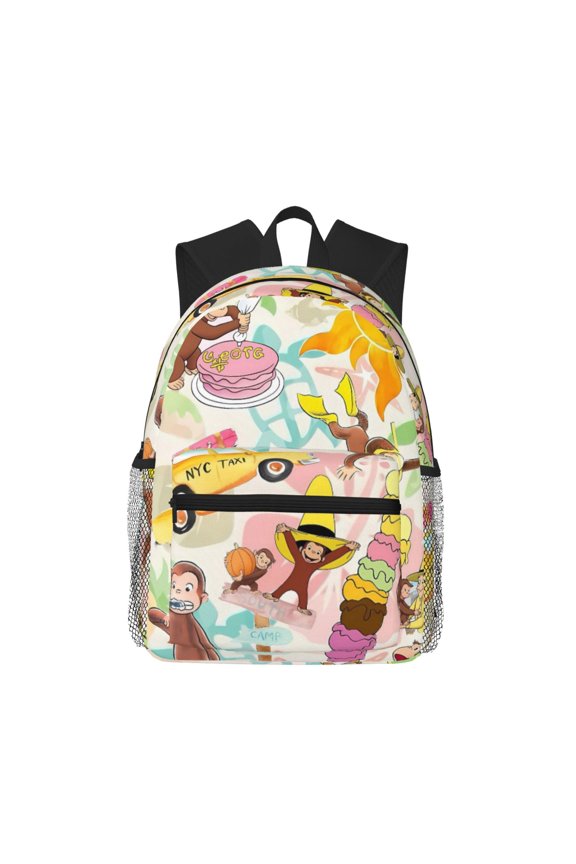 Curious Monkey Inspired Backpack for Men and Women, Graphic Print Laptop Bag and Travel Daypack