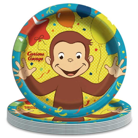 Curious Monkey Paper Plates Birthday Decorations Party Supplies Tableware Disposable Dinnerware