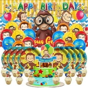 Curious Monkey Birthday Party Supplies Balloons Paper Plates Decoration Cake Topper Decor Tableware Banner Backdrop