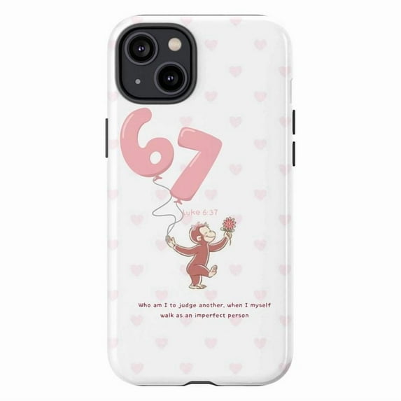 Curious Monkey Phone Case with Numbers 67, Bible Verse Luke 6:37 Christian Quote iPhone Cover, Protective Case for iPhone 17 16 15 14 13 12 11 Plus Pro Max Mini