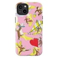 thumbnail image 1 of Curious Monkey Pink Phone Case – Playful Dessert & Circus Theme for iPhone 11 12 13 14 15 16 Pro Max Mini Plus, Fun Cartoon Protective Cover, 1 of 6