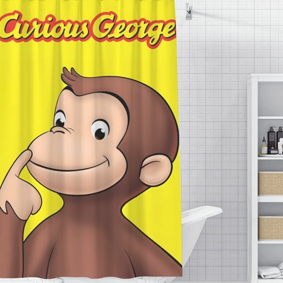 Curious Monkey Shower Curtain 59*71 Inches Waterproof And Durable Vivid Patterns Instantly Elevates Bathroom Style