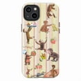 thumbnail image 1 of Curious Monkey Strawberry Garden Phone Case – Striped Background with Cake, Flowers & Playful Cartoon Design, Touch Case for iPhone 11/12/13/14/15/16 Mini Pro Max Plus, 1 of 6