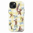 thumbnail image 1 of Curious Monkey Yellow Gingham Phone Case – Ice Cream, Balloons & Bows Cartoon Dual Layer Phone Cover for iPhone 11/12/13/14/15/16 Mini Pro Max Plus, 1 of 6