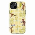 thumbnail image 1 of Curious Monkey Yellow Plaid Phone Case for iPhone 16 15 14 13 12 11 Pro Max Mini Plus – Cute Cartoon Design, Dual Layer Touch Case, Shockproof Cover, 1 of 6