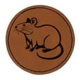 thumbnail image 1 of Curious Rat Rodent 2.5" Faux Leather Round Engraved Iron-On Patch - Brown, 1 of 6