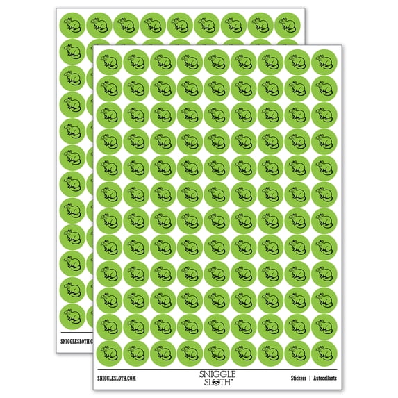 Curious Rat Rodent 200+ Round Stickers - Light Green - Gloss Finish - 0.50" Size
