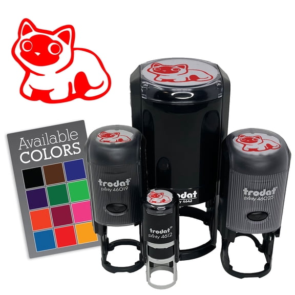 Curious Siamese Cat Side Eye Self-Inking Rubber Stamp for Stamping Ink Stamper Crafting Planners - 1/2 Inch Mini - Dry Pad (No Ink)