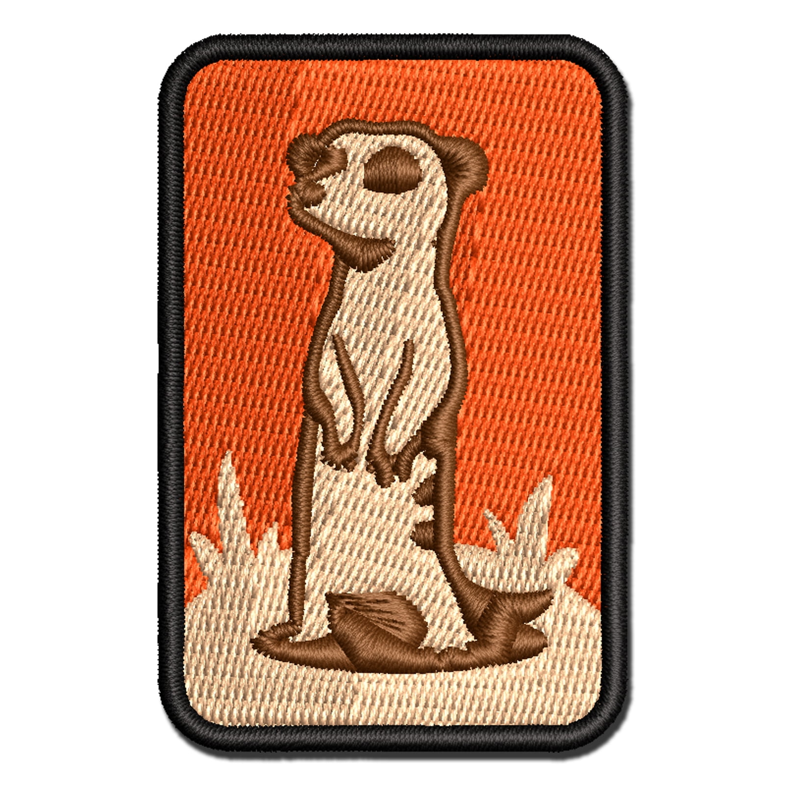 Curious Standing African Meerkat Applique Multi-Color Embroidered Iron-On Patch - 3.5 Inch Large