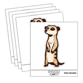 Curious Standing African Meerkat Car Window Bumper Water Bottle Phone Tablet Laptop Waterproof Vinyl Decal Sticker Set 5-Pack - Gloss Finish - 4.0"