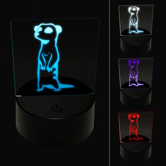 Curious Standing African Meerkat LED Night Light Sign 3D Illusion Desk Nightstand Lamp