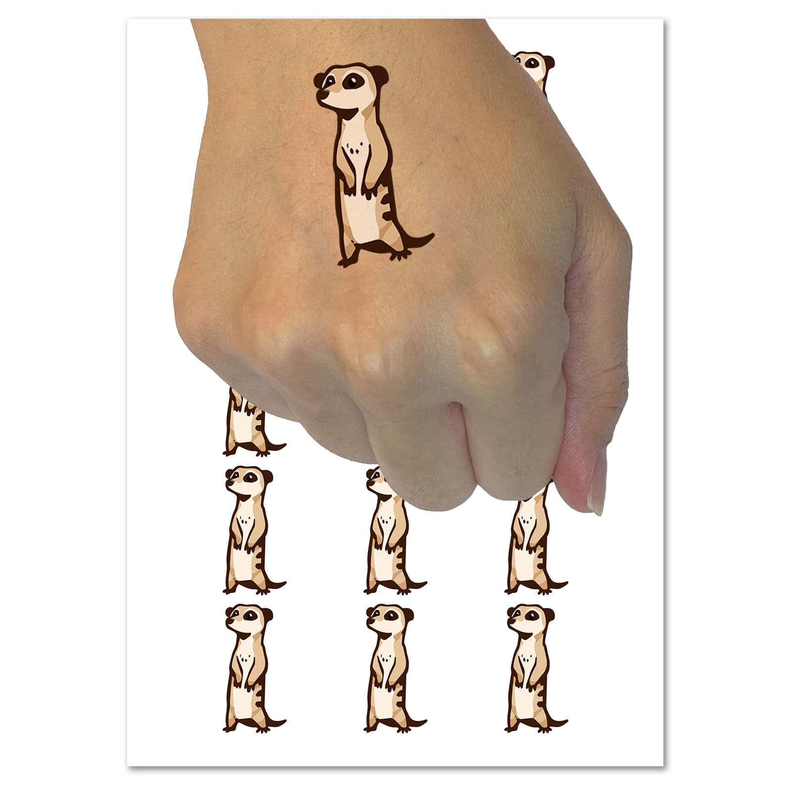 Curious Standing African Meerkat Water Resistant Temporary Tattoo Set ...