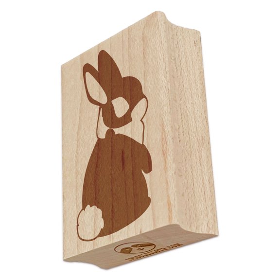 Curious Standing Bunny Rabbit Rectangle Rubber Stamp Stamping Scrapbooking Crafting - Small 1.7in