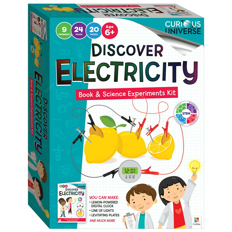 Curious Universe Kids: Discover Electricity - Book & Science Experiments  Kit, STEM Education Kits, Create Electrical Circuits, Includes 20 Pieces