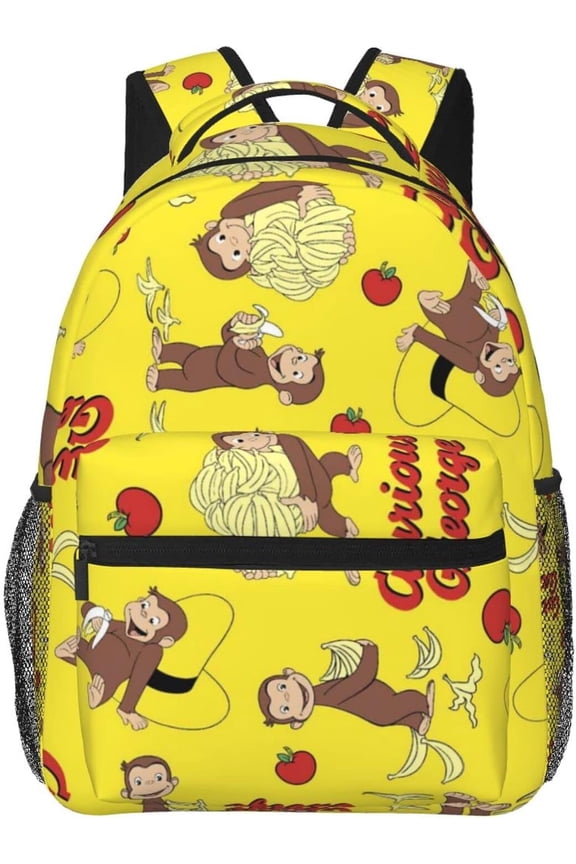 Curious cartoon monkey Geor-ge Backpack, Men's, Business Backpack, Women's Backpack, Large Capacity, Commuting to Work or, Business Trips, Travel, PC, Business, Laptop Bag, Multi-functional, Water