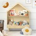 thumbnail image 1 of Curipeer 2-Tier Kids Bookshelf, Toy Storage Organizer with Motion-Activated Light, Natural Wood, 1 of 8