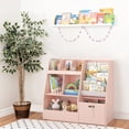 thumbnail image 1 of Curipeer 30'' Kids Bookshelf , 3-Tier Toy Storage Organizer with Removable Toy Bins, Pink, 1 of 8