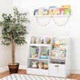 thumbnail image 1 of Curipeer 30'' Kids Bookshelf , 3-Tier Toy Storage Organizer with Removable Toy Bins, White, 1 of 8