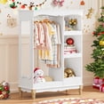 thumbnail image 1 of Curipeer Kids Dress up Storage with Mirror, Wood Armoire Wardrobe Closet, White with feet, 1 of 9