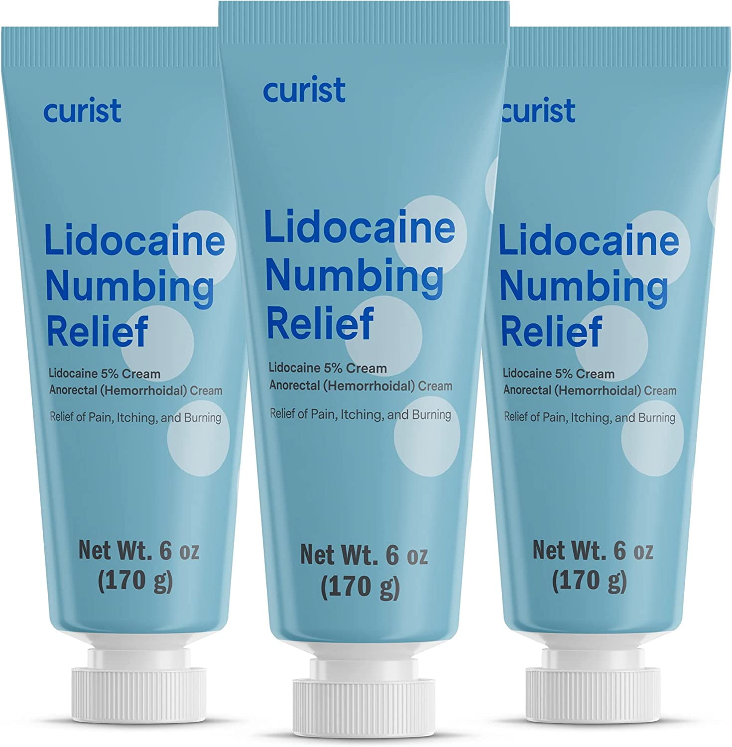 Curist 5 Lidocaine Cream 6 oz Tube Pack of 3 Lidocaine 5 Numbing